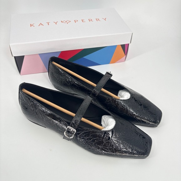 Katy Perry Evie Mary‎ Jane Ballet Flats Buckle Black Square Toe 11M - Picture 1 of 10